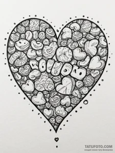 Tattoo sketch two halves of a candy heart wit... - эскиз тату (№1755079114_0, 13.08.2025 09:58) — Tatufoto.com