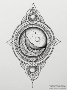 Tattoo sketch a tiny celestial body on the in... - эскиз тату (№1755079915_0, 13.08.2025 10:11) — Tatufoto.com