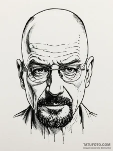 Walter white's face from breaking bad - эскиз тату (№1755080316_0, 13.08.2025 10:18) — Tatufoto.com