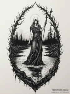 Charon on the river styx, ink illustration fo... - эскиз тату (№1755081113_0, 13.08.2025 10:31) — Tatufoto.com