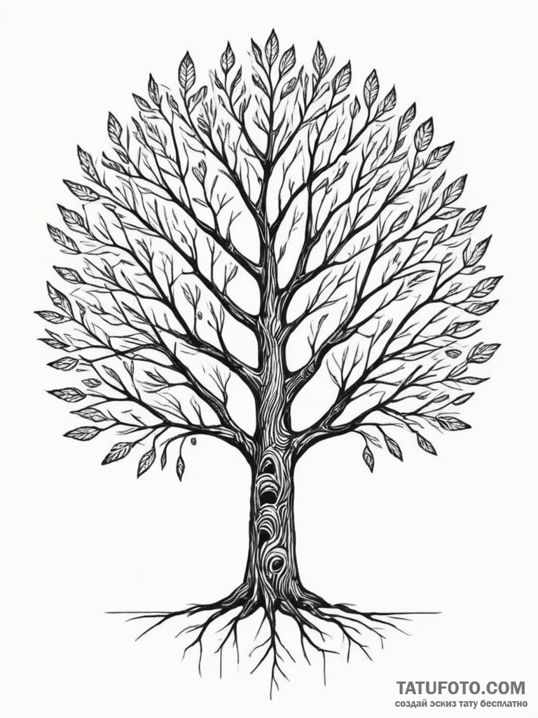 Tattoo sketch two trees whose branches merge... - эскиз тату (№1755081708_0, 13.08.2025 10:41) — Tatufoto.com