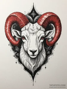 Tattoo sketch a stylized ram's head, with a f... - эскиз тату (№1755082503_0, 13.08.2025 10:55) — Tatufoto.com