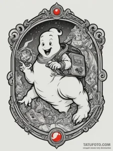 A ghostbusters ghost trap, tattoo drawing out... - эскиз тату (№1755083102_0, 13.08.2025 11:05) — Tatufoto.com
