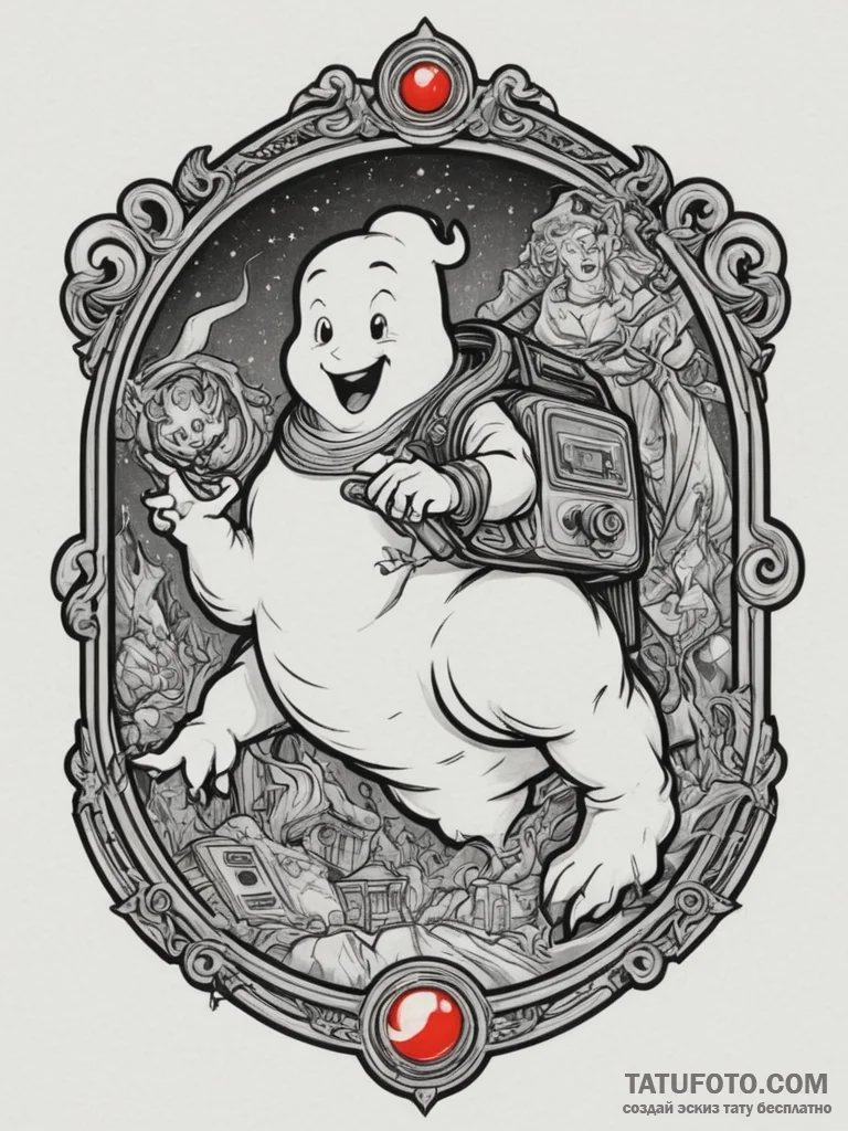 A ghostbusters ghost trap, tattoo drawing out... - эскиз тату (№1755083102_0, 13.08.2025 11:05) — Tatufoto.com