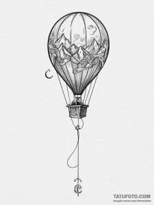 Tattoo sketch a balloon floating into the sky... - эскиз тату (№1755083301_0, 13.08.2025 11:08) — Tatufoto.com