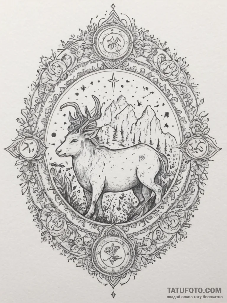 Tattoo sketch a dreamlike scene featuring the... - эскиз тату (№1755083697_0, 13.08.2025 11:14) — Tatufoto.com