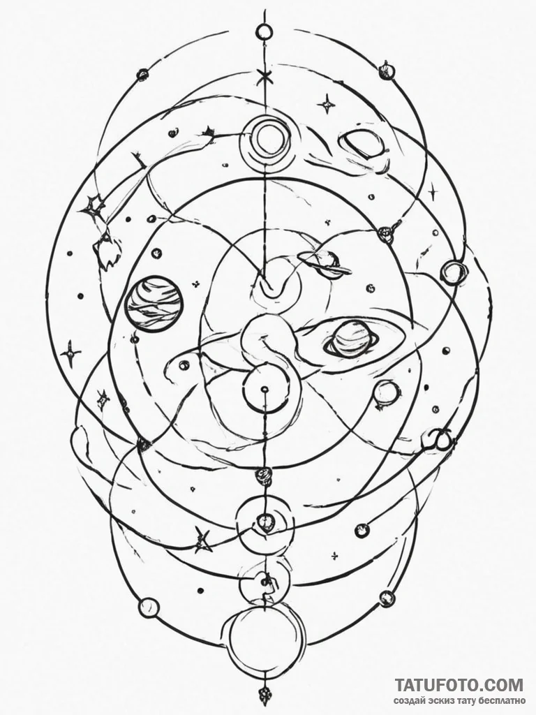 Tattoo design the ruling planet's symbol inte... - эскиз тату (№1755084695_0, 13.08.2025 11:31) — Tatufoto.com