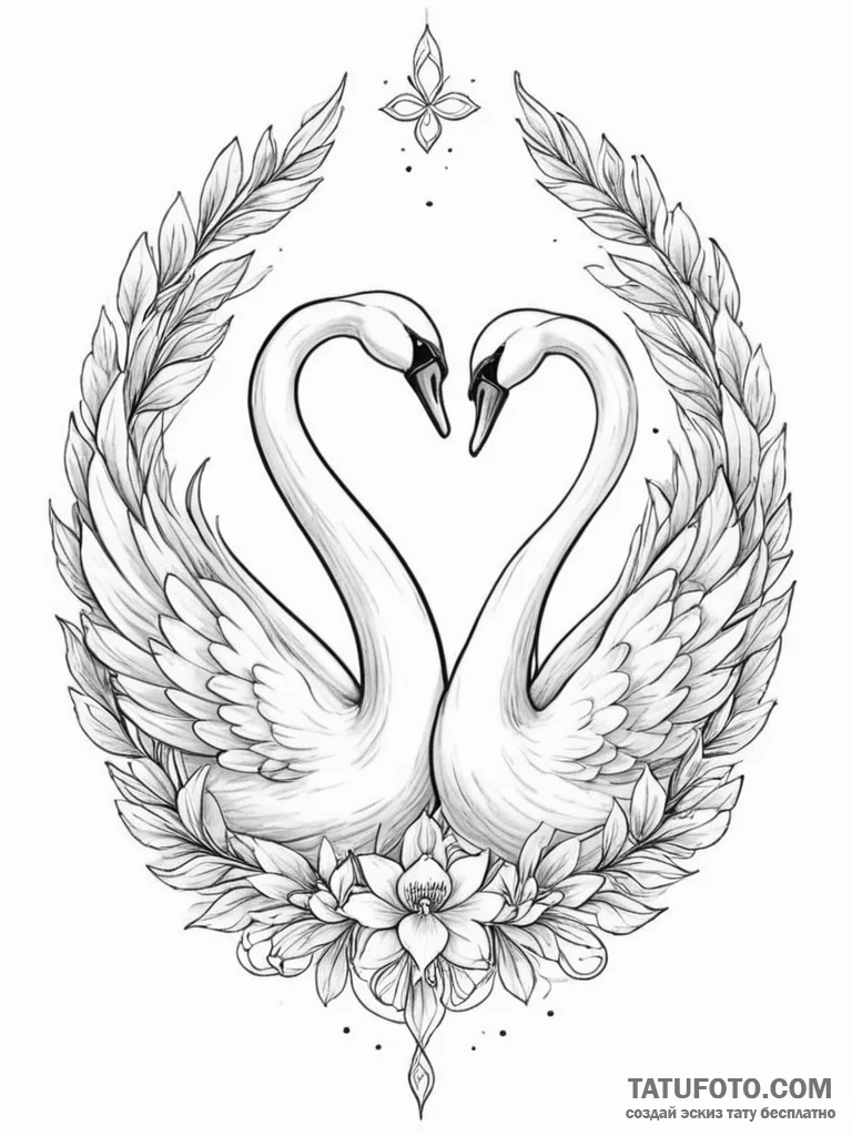 Tattoo design: a pair of swans, sacred to lad... - эскиз тату (№1755085492_0, 13.08.2025 11:44) — Tatufoto.com