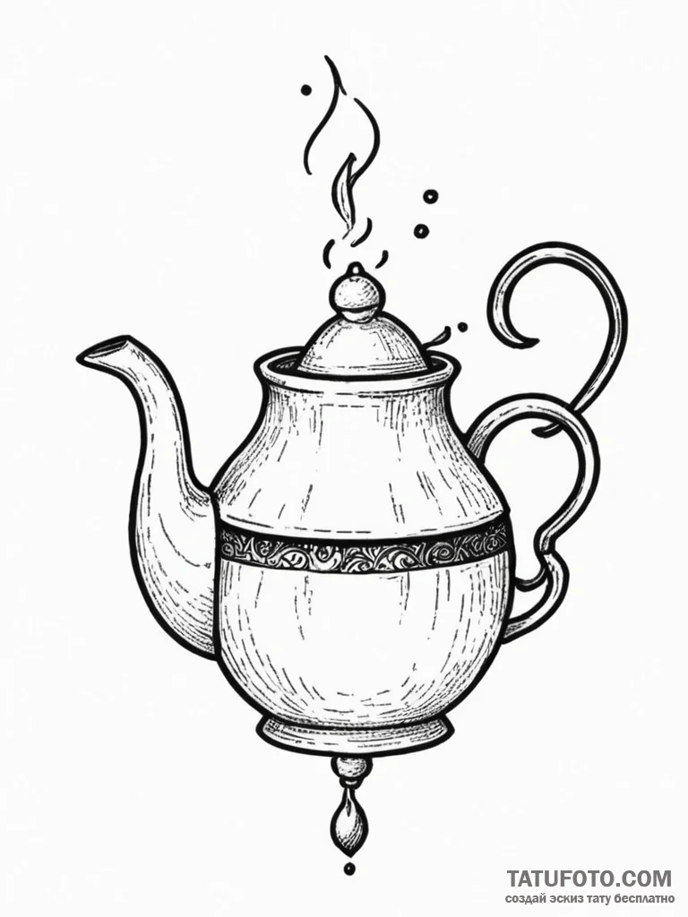Tattoo sketch a tiny, flying teapot., tattoo... - эскиз тату (№1755086495_0, 13.08.2025 12:01) — Tatufoto.com