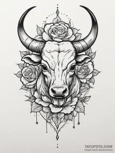 Tattoo sketch a zodiac animal (e.g., bull) co... - эскиз тату (№1755087092_0, 13.08.2025 12:11) — Tatufoto.com