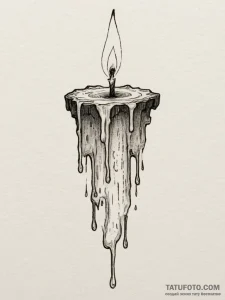 A lit candle dripping wax, tattoo sketch desi... - эскиз тату (№1755087889_0, 13.08.2025 12:24) — Tatufoto.com