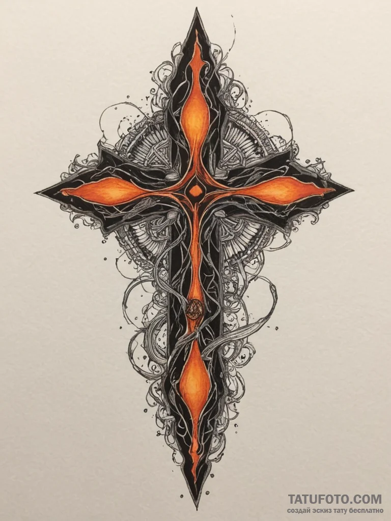 Tattoo design a blend of fiery reds and orang... - эскиз тату (№1755090294_0, 13.08.2025 13:04) — Tatufoto.com