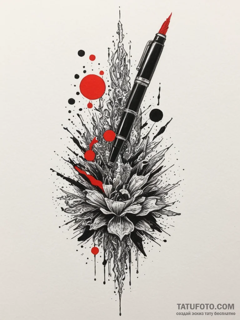 A fountain pen nib, concept art for tattoo, t... - эскиз тату (№1755090502_0, 13.08.2025 13:08) — Tatufoto.com