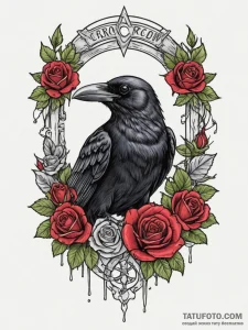 A taxidermy crow, tattoo line art, on a clean... - эскиз тату (№1755091701_0, 13.08.2025 13:28) — Tatufoto.com