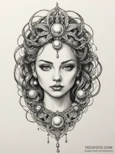 Pearl, concept art for tattoo, bold outlines,... - эскиз тату (№1755091899_0, 13.08.2025 13:31) — Tatufoto.com