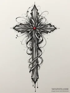 Cross, tattoo sketch design, trash polka tatt... - эскиз тату (№1755092503_0, 13.08.2025 13:41) — Tatufoto.com