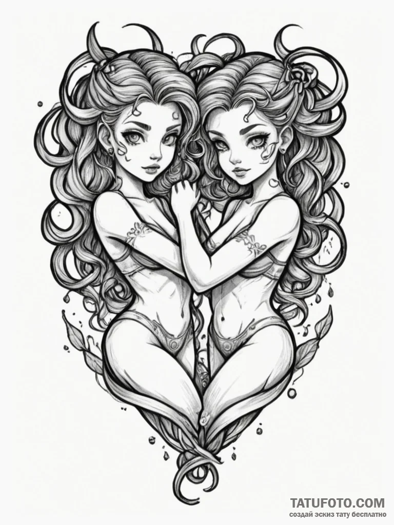 Tattoo sketch gemini twins, one made of light... - эскиз тату (№1755093901_0, 13.08.2025 14:05) — Tatufoto.com