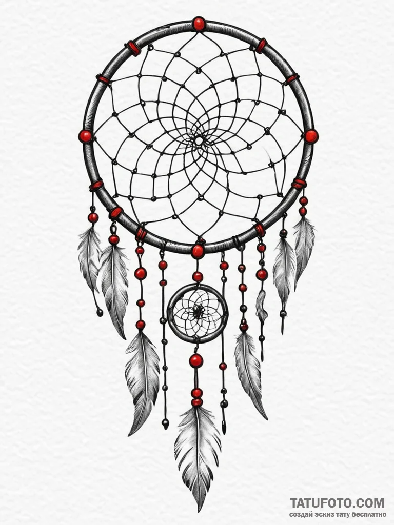 Tattoo sketch a dream catcher where the web c... - эскиз тату (№1755094099_0, 13.08.2025 14:08) — Tatufoto.com