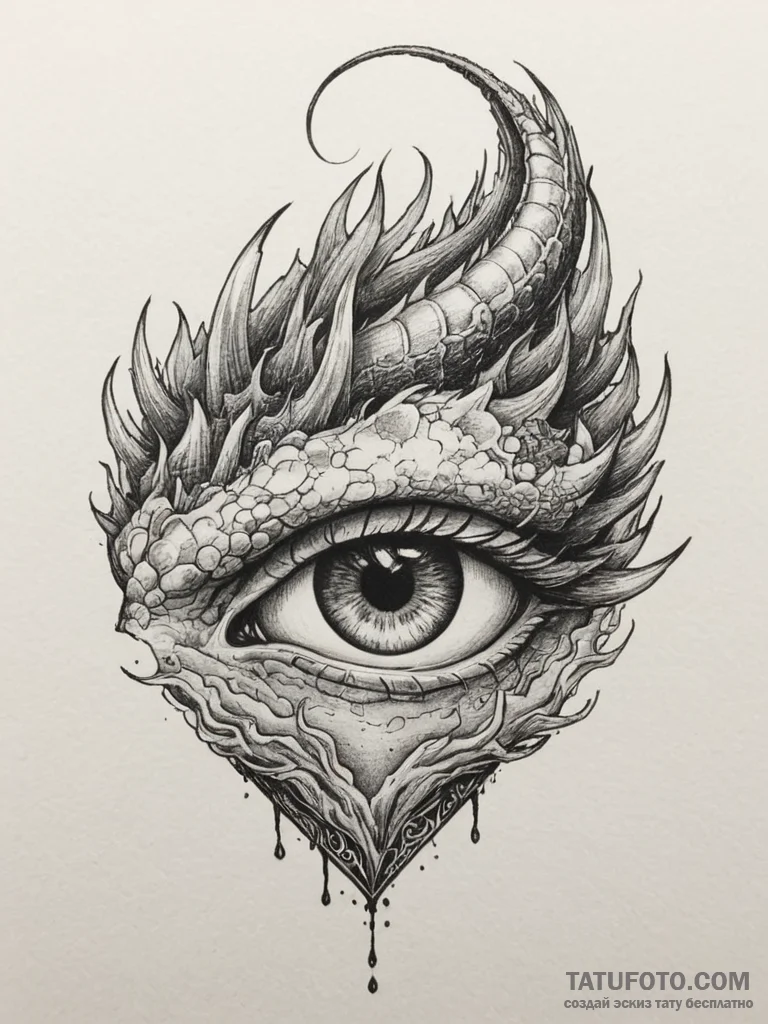 Tattoo sketch a dragon's eye peering through... - эскиз тату (№1755094298_0, 13.08.2025 14:11) — Tatufoto.com