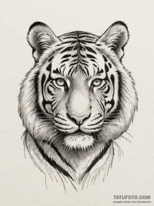 Tiger, tattoo line art, fine lines, delicate... - эскиз тату (№1755097282_0, 13.08.2025 15:01) — Tatufoto.com