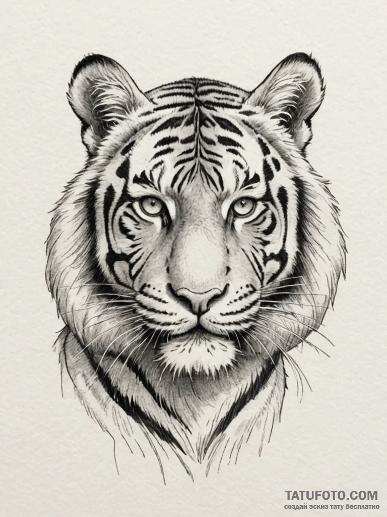 Tiger, tattoo line art, fine lines, delicate... - эскиз тату (№1755097282_0, 13.08.2025 15:01) — Tatufoto.com