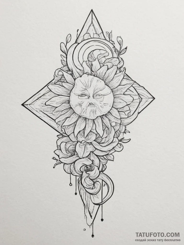 Tattoo sketch a vibrant rainbow effect on a m... - эскиз тату (№1755098279_0, 13.08.2025 15:17) — Tatufoto.com