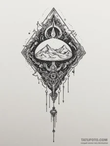 Tattoo sketch a glowing 'esc' key escaping fr... - эскиз тату (№1755098681_0, 13.08.2025 15:24) — Tatufoto.com