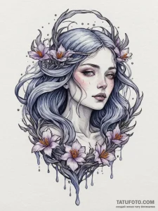 A dark watercolor tattoo of marzanna (morana)... - эскиз тату (№1755099705_0, 13.08.2025 15:41) — Tatufoto.com