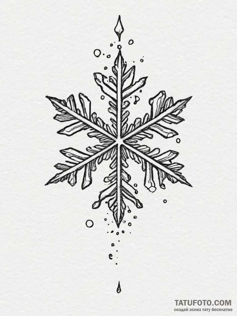 Snowflake under a microscope, ink illustratio... - эскиз тату (№1755101307_0, 13.08.2025 16:08) — Tatufoto.com