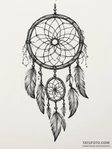 Tattoo sketch a dream catcher where the web c... - эскиз тату (№1755101897_0, 13.08.2025 16:18) — Tatufoto.com