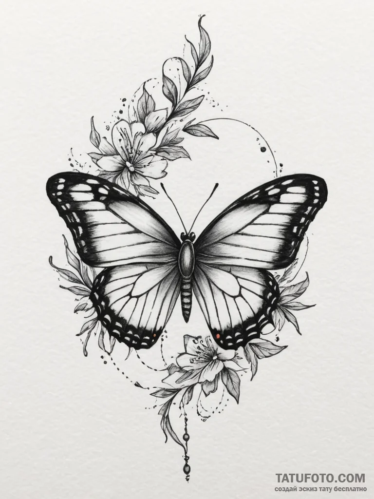 Tattoo design a tiny, realistic butterfly wit... - эскиз тату (№1755108997_0, 13.08.2025 18:16) — Tatufoto.com