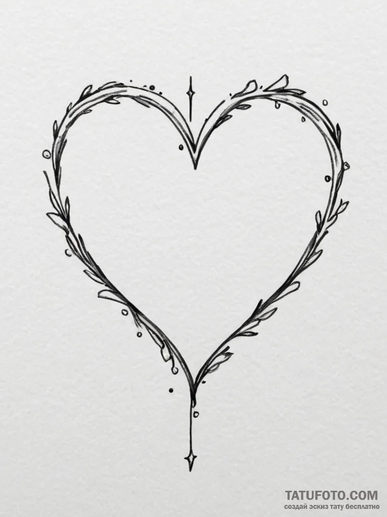 Tattoo design a simple heart outline with a t... - эскиз тату (№1755109802_0, 13.08.2025 18:30) — Tatufoto.com