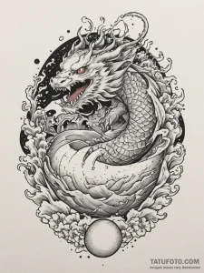 Tattoo sketch a zodiac animal emerging from a... - эскиз тату (№1755109998_0, 13.08.2025 18:33) — Tatufoto.com