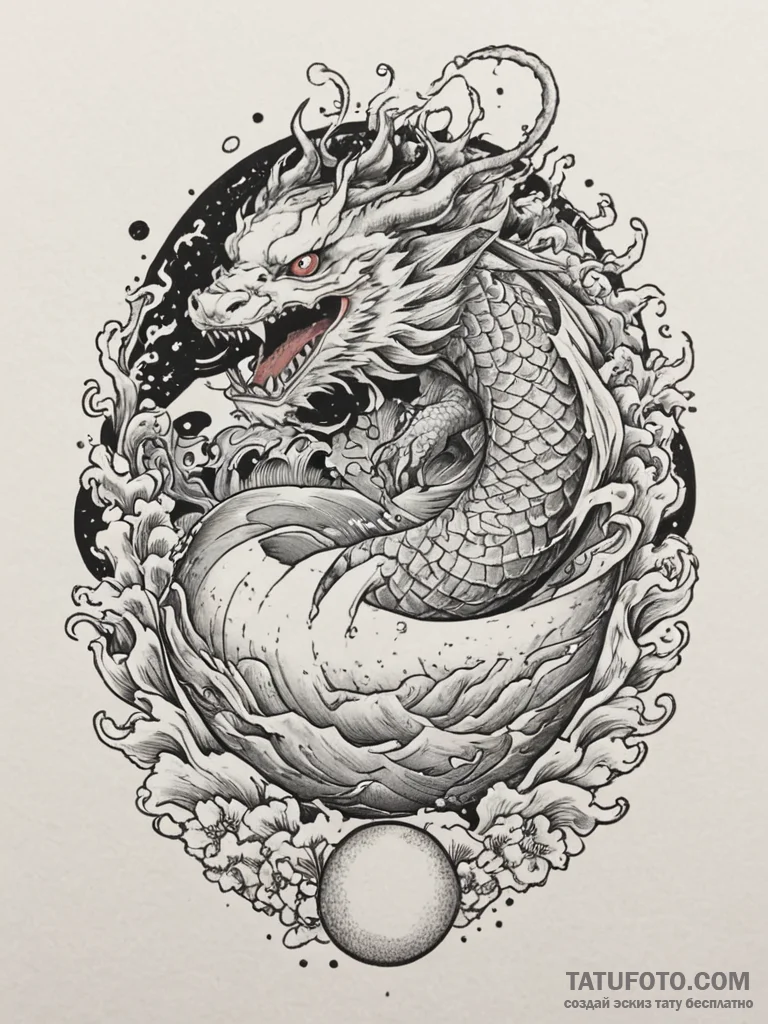 Tattoo sketch a zodiac animal emerging from a... - эскиз тату (№1755109998_0, 13.08.2025 18:33) — Tatufoto.com