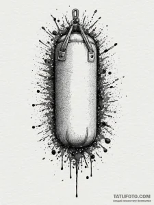 Tattoo sketch a powerful punchbag with a dent... - эскиз тату (№1755110391_0, 13.08.2025 18:39) — Tatufoto.com