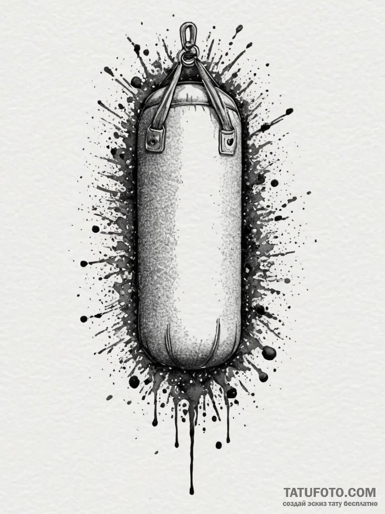 Tattoo sketch a powerful punchbag with a dent... - эскиз тату (№1755110391_0, 13.08.2025 18:39) — Tatufoto.com