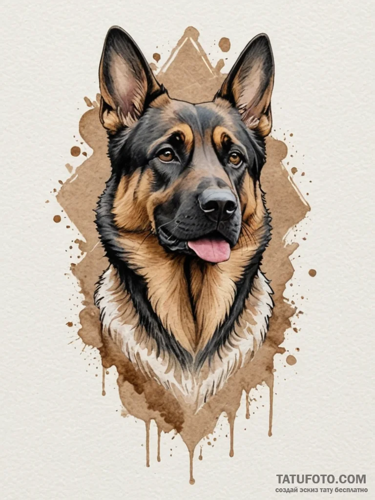 Tattoo design a loyal dog (e.g., a german she... - эскиз тату (№1755112153_0, 13.08.2025 19:09) — Tatufoto.com