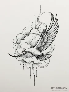 Tattoo sketch a cloud turning into a bird in... - эскиз тату (№1755112741_0, 13.08.2025 19:19) — Tatufoto.com