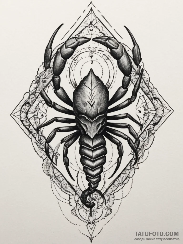 Tattoo design a menacing scorpio scorpion, wi... - эскиз тату (№1755114895_0, 13.08.2025 19:54) — Tatufoto.com