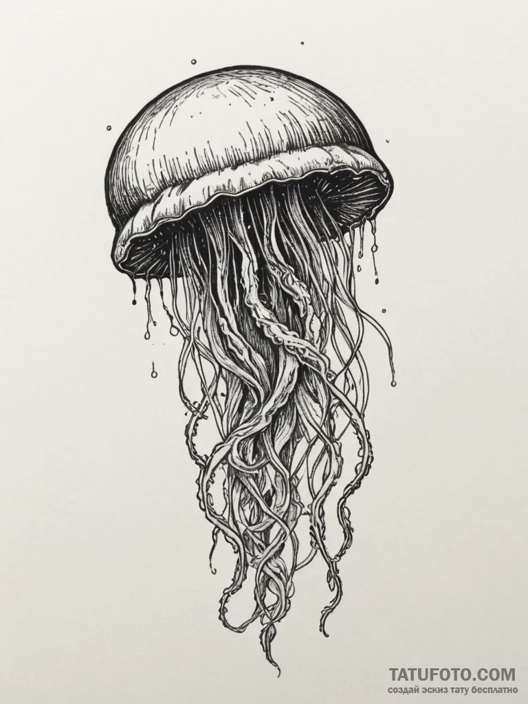 Jellyfish with tentacles made of cosmic nebul... - эскиз тату (№1755115874_0, 13.08.2025 20:11) — Tatufoto.com