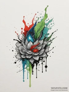 Tattoo sketch: watercolor splashes of earthy... - эскиз тату (№1755117264_0, 13.08.2025 20:34) — Tatufoto.com