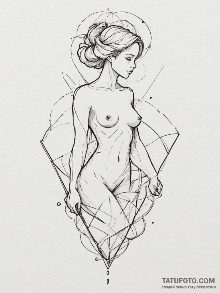 Tattoo design a virgo maiden's silhouette bre... - эскиз тату (№1755117666_0, 13.08.2025 20:41) — Tatufoto.com