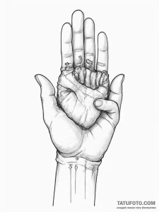 Tattoo design a hand gently holding a child's... - эскиз тату (№1755118472_0, 13.08.2025 20:54) — Tatufoto.com