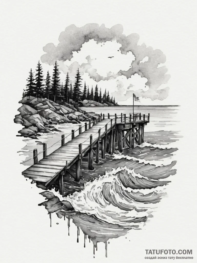 Tattoo design a powerful, sturdy pier extendi... - эскиз тату (№1755118672_0, 13.08.2025 20:57) — Tatufoto.com