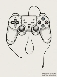 Tattoo design a clean outline of a game contr... - эскиз тату (№1755120656_0, 13.08.2025 21:30) — Tatufoto.com