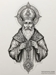 St. nicholas, tattoo sketch design, on a clea... - эскиз тату (№1755120851_0, 13.08.2025 21:34) — Tatufoto.com