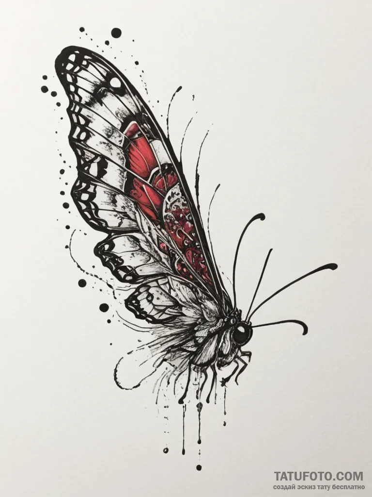 Tattoo design a caterpillar transforming into... - эскиз тату (№1755121244_0, 13.08.2025 21:40) — Tatufoto.com