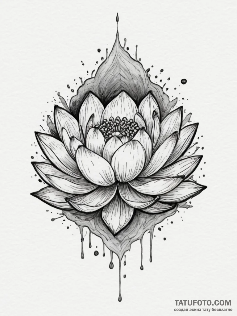 Tattoo sketch a lotus flower pushing through... - эскиз тату (№1755122439_0, 13.08.2025 22:00) — Tatufoto.com