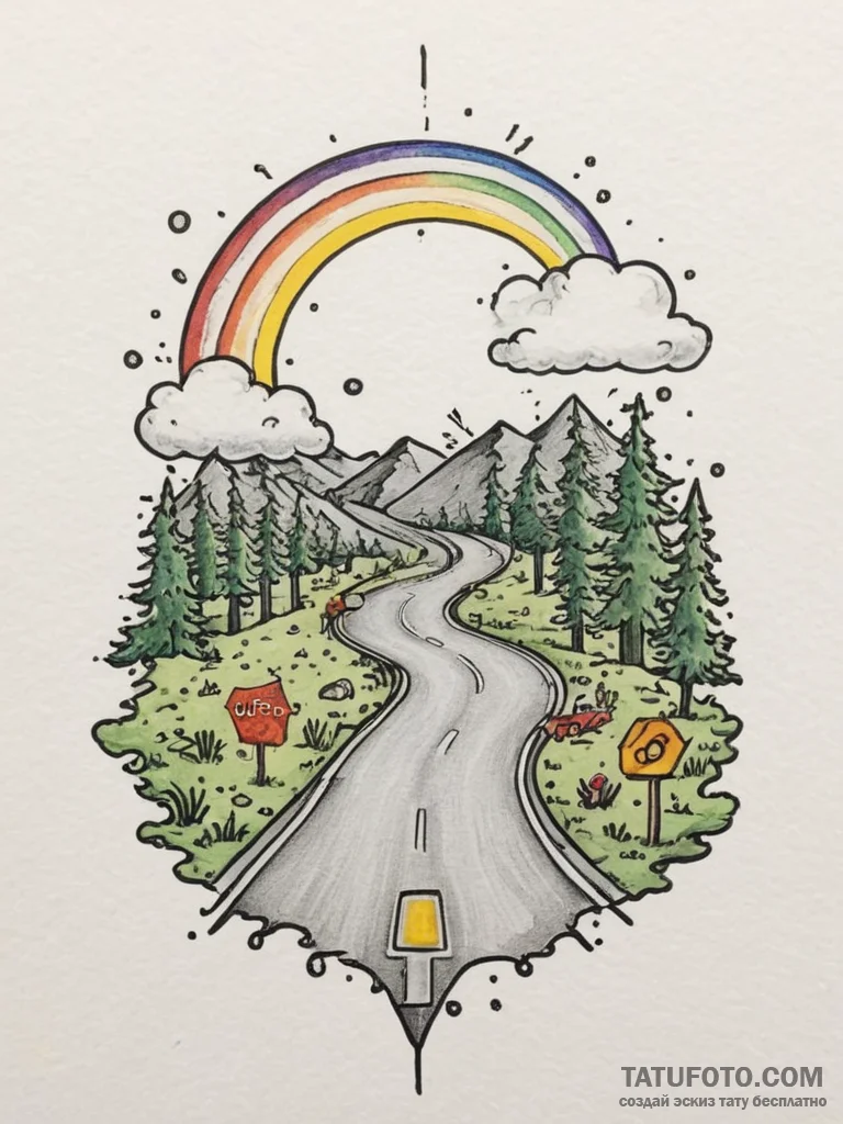 р сѓрѕр° р р°рґсѓрір° (rainbow, road, joy, un... - эскиз тату (№1755123435_0, 13.08.2025 22:17) — Tatufoto.com