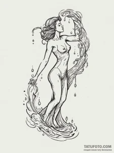 Tattoo sketch aquarius's water-bearer, pourin... - эскиз тату (№1755123829_0, 13.08.2025 22:23) — Tatufoto.com